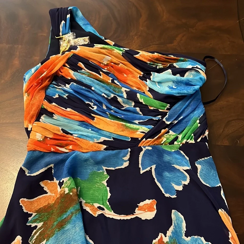 LAUREN RALPH LAUREN Floral Georgette One-Shoulder Gown. - Picture 7 of 11